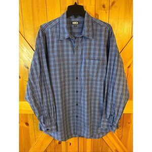 VINTAGE BKE Blue Plaid 100% Cotton Long Sleeve Button Up Shirt Size XL (5494)